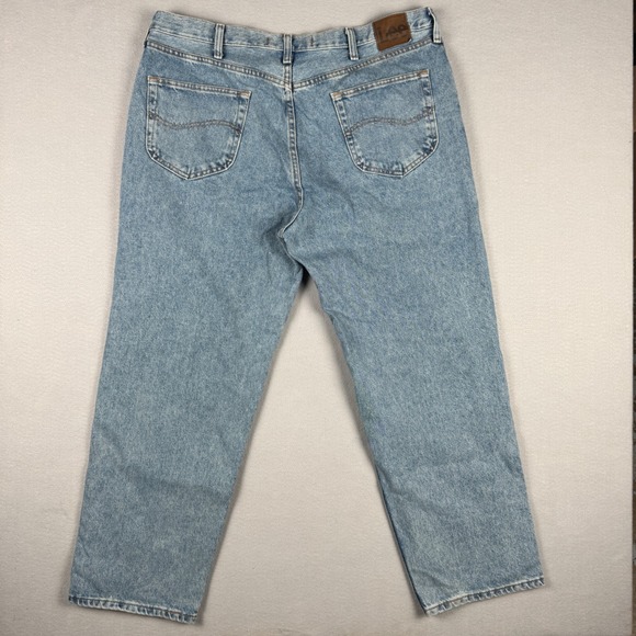 Lee Relaxed Fit Mens Jeans 40x30 Light Wash Blue Denim Straight Leg 2055516 - Picture 9 of 10